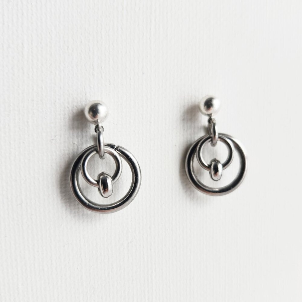 Silver chainmaille  double hoop earrings